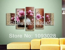 2013 Hand Painted Flowers Painting Oil Canvas Landscape Beautiful 5 Panel Wall Art Home Decor Modern Abstract Picture Set 2024 - buy cheap