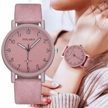 Yolako relógio feminino de couro, casual, números arábicos, para mulheres, de luxo, relógio de quartzo 2024 - compre barato