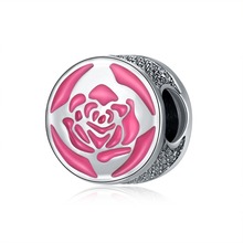 Abalorios de plata de 5 piezas para mujer, accesorios de pulsera de flor Rosa esmaltada, cuentas de aleación de Zinc, apto para collares, brazaletes, bricolaje, fabricación de joyas 2024 - compra barato