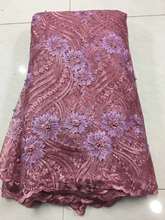 Tela de encaje nigeriano francés para boda, tejido de tul africano de alta calidad, barato, de red, color rosa, LHX13E, novedad de 2019 2024 - compra barato