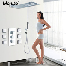 Monite Solid Brass Chrome Plating 3 Function Design Bathroom Shower Faucet Bath Shower Mixer Set Rainfall Shower Set Faucets 2024 - buy cheap