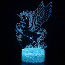 Lámpara LED 3D con tema de unicornio, luz nocturna, cambio de 7 colores, lámpara táctil de Ambiente, regalo de Navidad, envío directo 2024 - compra barato