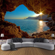 Papel tapiz con foto personalizada 3D, cueva, Amanecer, playa, paisaje natural, Grandes murales, sala de estar, sofá, papel tapiz decorativo para dormitorio 2024 - compra barato