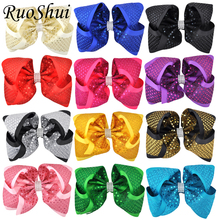 12PCS/LOT 8Inch Multi-color Rhinestone Sequin Girls Hair Bow Alligator Clips Grosgrain Ribbon Headwear Hair Accessories 2024 - buy cheap