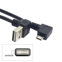 Двусторонний вверх и вниз Угловой 90 градусов USB 2,0 штекер на правый угловой Micro USB 5Pin Штекер кабель 25 см 2024 - купить недорого