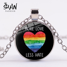 SIAN Fashion Rainbow Heart Lesbian Gay Pride LGBT Necklace Art Picture Glass Cabochon Pendant Handicrafts Gift for Lovers Choker 2024 - buy cheap