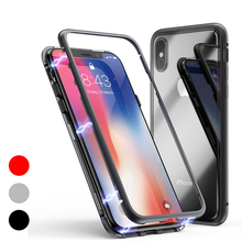 Glass Magnetic Adsorption luxury magnetic adsorption phone case for iphone X XR XS Max 6 8 7Plus Samsung S8 S9 Plus Protect Case 2024 - buy cheap