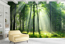 Papel tapiz autoadhesivo impermeable, pegatina de pared de fondo, Mural, sala de estar Calcomanía para, bosque soleado 2024 - compra barato