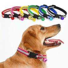 New 1pcs Colorful Pet Chains and Necklaces Collars Glossy Reflective Baby Safety Buckle Collar with Bell Dog Supplies 2024 - buy cheap