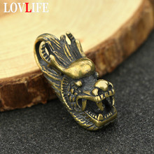 Cobre puro zodiac dragão cabeça pingentes keychians bronze do vintage bênção chinesa sorte pendurado ornamentos artesanal chaveiros 2024 - compre barato