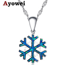 Ayowei Party desgin Snowflake style Amazing Blue Fire Opal Silver Stamped 925 Necklace Pendants for women OP746A 2024 - buy cheap