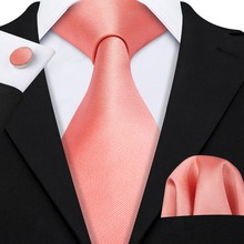 2019 Barry.Wang wedding Tie Peach Solid 100% Silk Ties Gifts For Men Wedding Party Business Luxury Brand Neckties Sets LS-5107 2024 - buy cheap