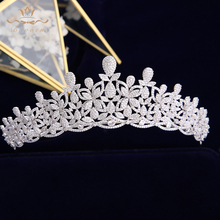 Novo europeu feminino completa zircon tiaras coroas de noiva chapeado cristal casamento hairbands para noivas noite jóias de cabelo 2024 - compre barato