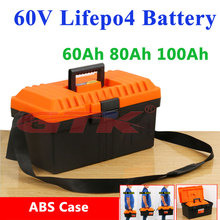 Portable 60V 60Ah 80Ah 100Ah LiFepo4 battery pack for motorcycles wheelchairs outdoor power electric rickshaw+10A charger 2024 - buy cheap