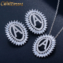 CWWZircons Luxury Cubic Zirconia Pave Letter Name Pendant Necklace and Earrings Fashion Famous Brand Jewelry Set for Women T303 2024 - buy cheap