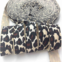 10Yards Leopard Print Fold Over Elastic 5/8" Cheetah Print Beige FOE Ribbon Wholesale for DIY Headwear Hair Accessories 2024 - buy cheap
