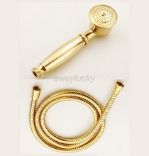 Chuveiro de mão dourado 1.5 ''wt666, chuveiro de bronze e bronze dourado de alta qualidade e tubo de mangueira para banheiro 2024 - compre barato
