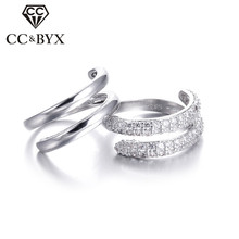 White Gold color Punk Full Finger Ring Big Circle Cubic Zirconia Rings For Women Party Cocktail Gros Bague Femme Gift CC233 2024 - buy cheap