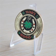 1 oz "GOOD LUCK" Card Poker Chip Token Finished in 24k gold Coloured clad coin, Free shipping 20pcs/lot 2024 - buy cheap