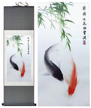 Fish painting Silk scroll paintings traditional art Chinese painting Fish picturePrinted painting 2024 - buy cheap