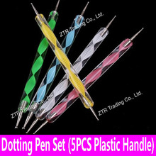 5PCS 2way Nail Art Pen Dotting Tools Dotting Pen Pencil Design Set Picking Up Painting Drawing Sticks Kit Plastics Handle Metal 2024 - buy cheap