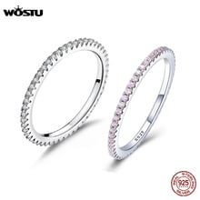 WOSTU Genuine 100% 925 Sterling Silver Glitter Zircon Wedding Rings Round Stackable Finger For Women Engagement Jewelry FIR066 2024 - buy cheap