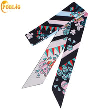 POBING estampado Floral mujeres pequeño pañuelo de seda marca de lujo bolsa cintas moda cabeza bufanda gran oferta pañuelos largos 120*5CM 2024 - compra barato