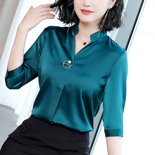 Womens Tops and Blouses Silk Blouse Satin Long Sleeve Shirts Korean Fashion Clothing Ladies Blusas Femininas Elegante Plus Size 2024 - buy cheap