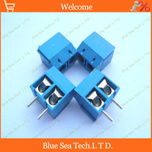 Conector de KF301-2P PCB de 2 pines, Bloque de terminales de tornillo azul, 5,0mm, 300V/16A (cable de 14-22 AWG), 50 Uds. 2024 - compra barato