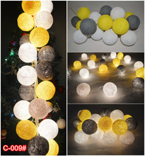 20PCS/SET cotton ball string lights fairy party wedding home garden decor Gray-yellew-white mixed (C-009#) 2024 - buy cheap