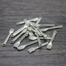 40pcs/ 25x4mm Tibetan Silver Plated Fork Charms Pendants for Jewelry Making DIY Handmade 2024 - buy cheap