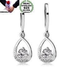 OMHXZJ Wholesale European Fashion Woman Girl Party Wedding Gift Water Drop AAA Zircon 925 Sterling Silver Drop Earrings EA325 2024 - buy cheap