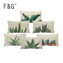 Tropical Plants Cushion Covers Cactus Pillow Cushion Aloe Vera Floor Decor Home Pillow With Cover Bird Green 30x50cm Polyester 2024 - buy cheap