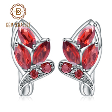 GEM'S BALLET 3.15Ct Natural Red Garnet Leaf shape Earrings 925 Sterling Silver Gemstone Stud Earrings For Women Fine Jewelry 2024 - buy cheap