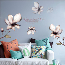 Adesivos de parede grandes flores, para decoração de sofá, sala de estar, casa, decalques, wallpaper, papel de parede 2024 - compre barato
