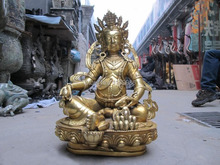 Estátua do budismo tibete fane, 17 polegadas, bronze puro, amarelo, riqueza, estátua de buda 2024 - compre barato