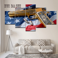 Warrior pistol-Cuadro de Arte de la pared Decoración moderno para el hogar, cuadros de lona, impresiones de alta definición, 5 piezas, pistola para pintar, sala de estar, póster de juguetes abstractos 2024 - compra barato