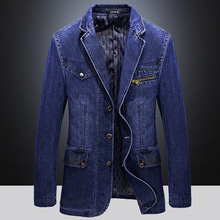 2022 men's autumn new casual blazer  three-button slim denim blazer 2024 - buy cheap