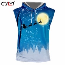 CJLM Christmas Theme 3D Printed Moon Background Hooded Tank Top Santa Claus And Elk Fashion Leisure Men's TankTop 6XL 2024 - buy cheap