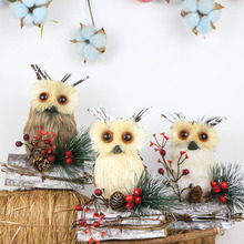 10.6" Nature Animal Owl Festival Decorations Party Christmas Decoration Home Navidad Ornaments 3PCS/lot Handmade Table Craft 2024 - buy cheap