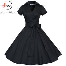 Women Summer Dresses Retro 50s Dot Plus Size Vintage Mini V Neck Slim Sundress Vestido De Festa 2024 - buy cheap