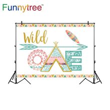 Funnytree photo background feather wild one triangle flag arrow classical pastel original celebration photography backdrops 2024 - buy cheap