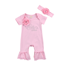 Newborn Kid Baby Girl Floral Romper Jumpsuit Headband Outfit 2pcs 2024 - buy cheap