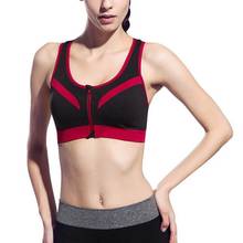Training Yoga Sports Running Bra Zipper Front Padded Push Up Shockproof Wirefree Crop Top  Gym Fitness Racerback Vest 2024 - buy cheap