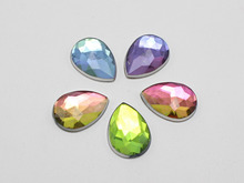 Gemas de diamante de imitación facetadas, arco iris AB, acrílico, Parte posterior plana, 10x14mm, sin agujero, 100 2024 - compra barato