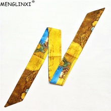 Van Gogh's Nap Scarf Women Fashion Neckerchief Skinny Silk Scarves For Ladies Handbag Ribbons Head Scarf Womens Tie 2024 - buy cheap