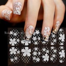 10pcs Art Nail Sticker With White Flower Lace Beauty Design Patterns Nail Stickers Manicure Tips 3D Nail Art Decorations 2024 - buy cheap