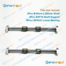 2Pcs diameter 16mm x 200mm Linear Shaft Hardened Rod + 4Pcs SHF16 16mm shaft rail support + 4Pcs LM16UU bearing 2024 - buy cheap