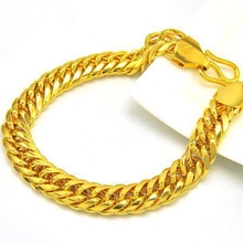 Heavy Massive Mens Jewelry Solid Yellow Gold Filled Mens Bracelet Chain 9" Long Double Cuban Chain 2024 - buy cheap