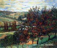 Painting by Claude Monet Apple Trees in Bloom at Vetheuil Redroom decor oil on Canvas Handmade High quality 2024 - buy cheap
